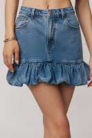 Siempre Naomi Denim Bubble-Hem Mini Skirt