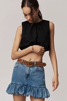 Siempre Naomi Denim Bubble-Hem Mini Skirt
