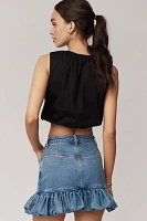 Siempre Naomi Denim Bubble-Hem Mini Skirt