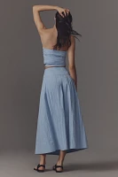 &.Layered Pleated Maxi Skirt