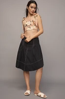 By Anthropologie Linen Blend A-Line Skirt