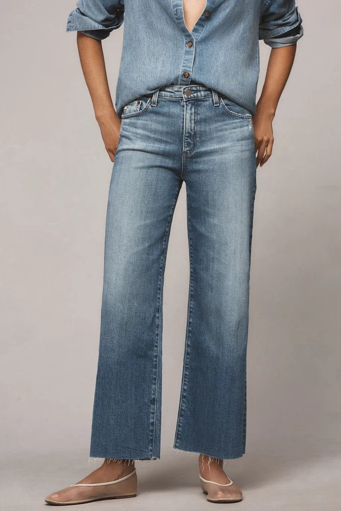 AG Saige High-Rise Crop Wide-Leg Jeans