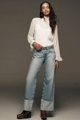 AG Adria Colorblock Low-Rise Wide-Leg Jeans