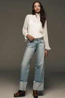 AG Adria Colorblock Low-Rise Wide-Leg Jeans