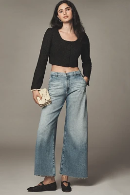 AG Stella High-Rise Wide-Leg Ankle-Fray Cropped Jeans