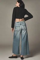 AG Stella High-Rise Wide-Leg Ankle-Fray Cropped Jeans