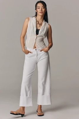AG Saige High-Rise Wide-Leg Tie-Waist Crop Jeans