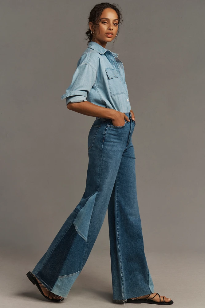 Joes Jeans Bailey Pieced High-Rise Wide-Leg