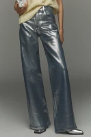 Joe's Jeans Mia Foil High-Rise Wide-Leg