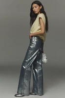 Joe's Jeans Mia Foil High-Rise Wide-Leg