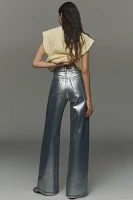 Joe's Jeans Mia Foil High-Rise Wide-Leg