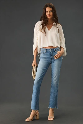 PAIGE Cindy High-Rise Raw Hem Straight Leg Jeans