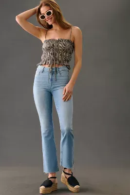 Paige Colette Mid-Rise Raw-Hem Crop Flare Jeans