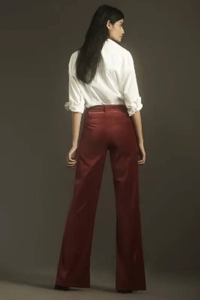 PAIGE Leenah High Waist Wide Leg Velvet Trousers