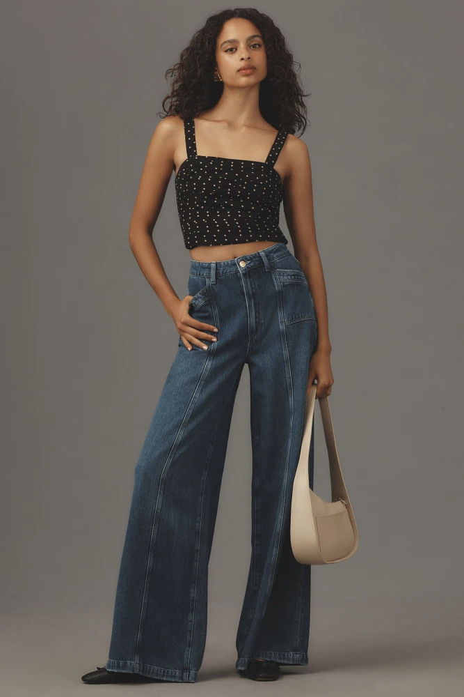 PAIGE Portia Seamed High-Rise Wide-Leg Jeans