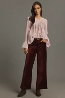 PAIGE Anessa Velvet Clean-Front High-Rise Crop Wide-Leg Jeans