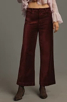 PAIGE Anessa Velvet Clean-Front High-Rise Crop Wide-Leg Jeans