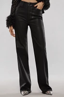 PAIGE Sasha Coated High-Rise Wide-Leg Jeans