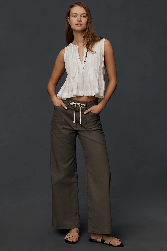 PAIGE Ari High-Rise Wide-Leg Tie-Waist Jeans