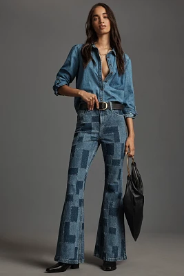 Lee Patchwork High-Rise Flare Jeans