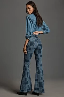 Lee Patchwork High-Rise Flare Jeans