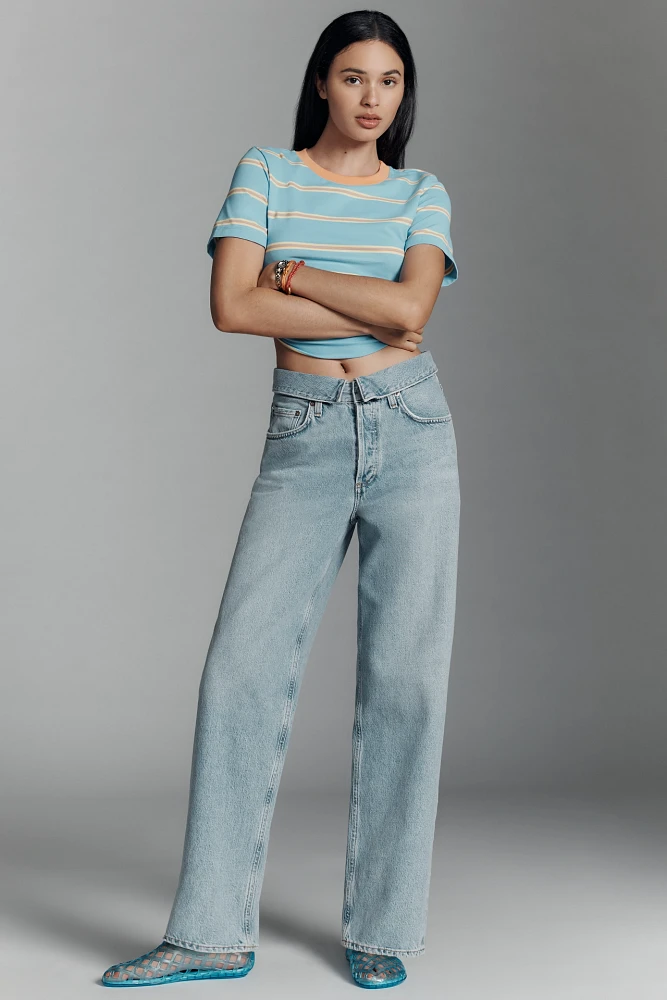 AGOLDE Echo High-Rise Foldover-Waist Tapered Jeans