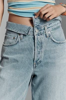 AGOLDE Echo High-Rise Foldover-Waist Tapered Jeans