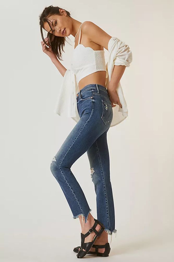 MOTHER The Insider High-Rise Cropped Bootcut Jeans By Blue