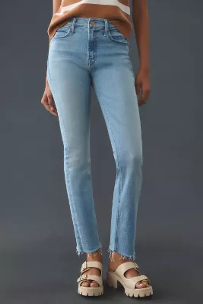 MOTHER The Dazzler Crop Fray Mid-Rise Straight Leg Jeans