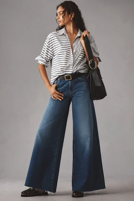 MOTHER Swisher Sneak Fray Mid-Rise Wide-Leg Jeans