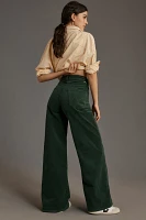 MOTHER The Ditcher Roller Zip Sneak Corduroy High-Rise Wide-Leg Jeans