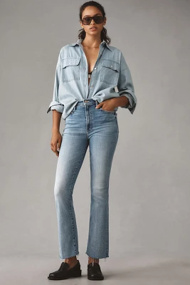 MOTHER Hustler Ankle Fray High-Rise Crop Flare Jeans