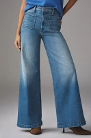 MOTHER The Hustler Roller Sneak Patch Pocket High-Rise Wide-Leg Jeans