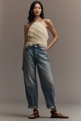 MOTHER The Fangirl Button-Front High-Rise Barrel Jeans