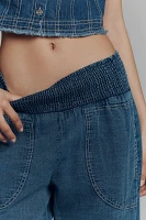 The Reese Smocked Pull-On Barrel Pants: Denim Edition