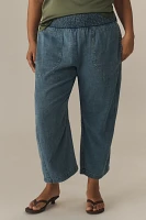 The Reese Smocked Pull-On Barrel Pants: Denim Edition