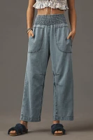 The Reese Smocked Pull-On Barrel Pants: Denim Edition