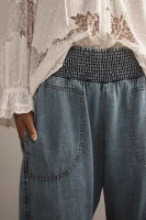 The Reese Smocked Pull-On Barrel Pants: Denim Edition