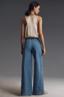 Maeve Scallop-Edge High-Rise Wide-Leg Jeans