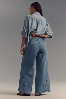 Maeve Scallop-Edge High-Rise Wide-Leg Jeans