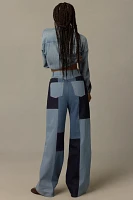 Avec Les Filles Patchwork High-Rise Wide-Leg Jeans