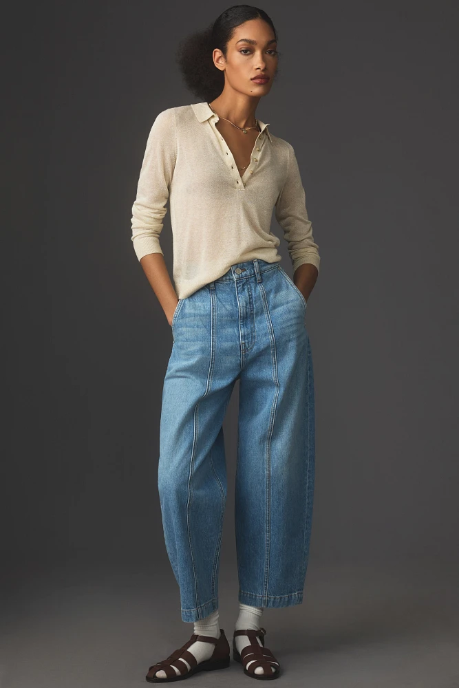 Self Contrast Sol High-Rise Barrel Jeans