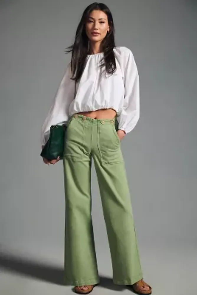 LTS Tall Khaki Green Wide Leg Cargo Trousers | Long Tall Sally