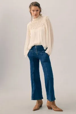 Pilcro Seamed Mid-Rise Crop Flare Jeans