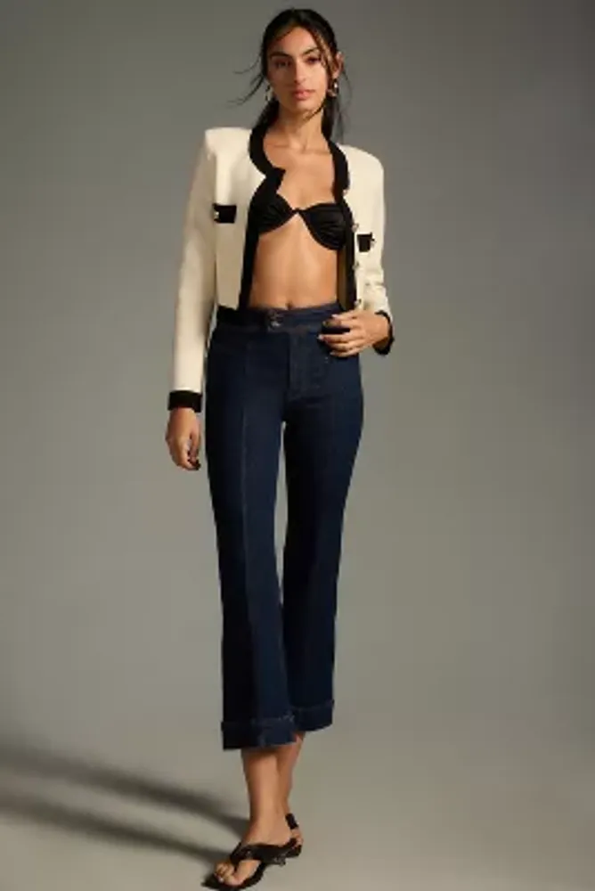 The Yaya Coated Mid-Rise Crop Flare Jeans