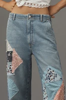 The Lonnie Cuffed High-Rise Crop Jeans by Pilcro: Patchwork Edition