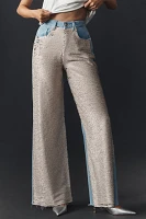 Pilcro Sequin High-Rise Wide-Leg Skater Jeans