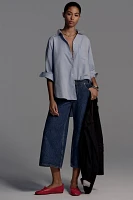 Pilcro Pleated High-Rise Crop Wide-Leg Jeans