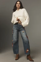 Driftwood Parker Embroidered High-Rise Barrel Jeans