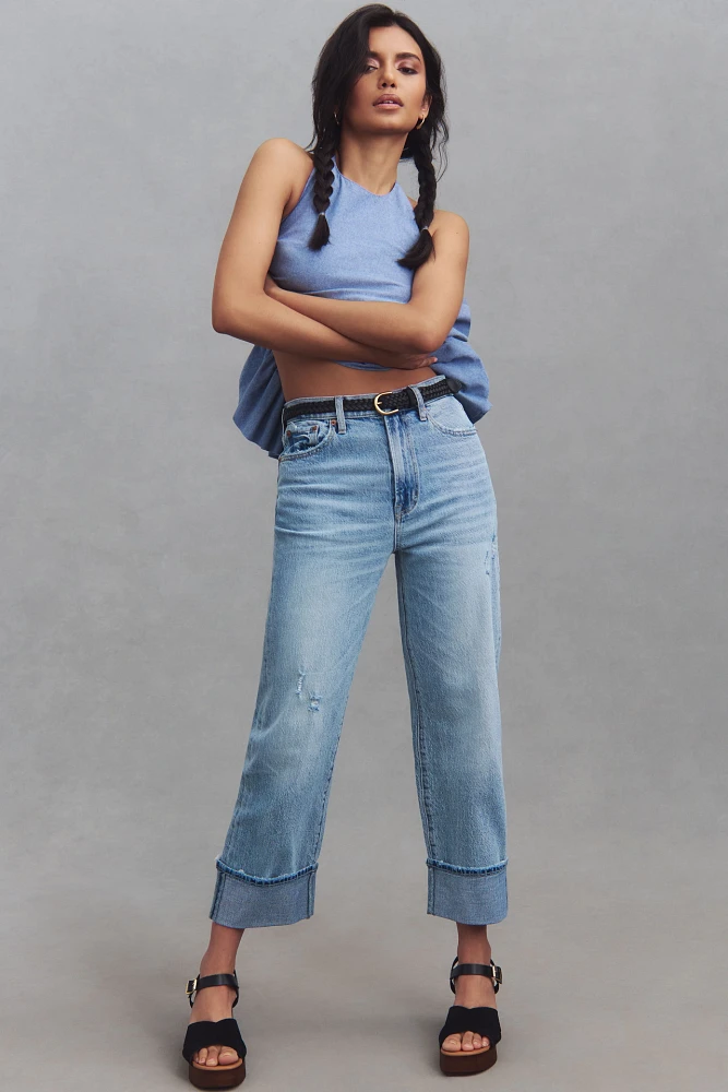 Pistola Cassie Cuffed High-Rise Crop Straight-Leg Jeans